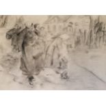 Early 20th century Manchester School, Charcoal unframed sketch on paper, 'After the Catch'