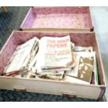 Vintage Paxall expanding suitcase containing qty of reproduction newspapers - case 66cm x 41cm x