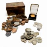 Lot of GB coins inc QV silver (63g) & 0.500 silver coins (253g) etc t/w 1969 cased 200th anniversary