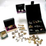 Quantity of cufflinks and studs incl. Sea Harrier, abacus, red and black enamelled, Father of The