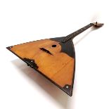 Antique Balalaika: A Three string instrument with bone tuning knobs and Mother-of -Pearl and ebony