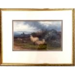 BJ monogram, Manner of TS Cooper, framed Oil on board, North Country Sheep on a Moor, Signed lower