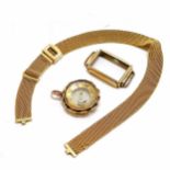 18ct marked gold milanese adjustable watch bracelet - 10.1g - has slight snag to 1 end otherwise