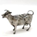 Novelty silver plated cow creamer - 15cm across & 10cm high ~ has old repair to tail & the lid has