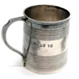 Antique Georgian sterling silver christening tankard - 6cm high & 58g ~ has solder repair to base