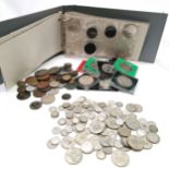 Qty of GB coins inc (0.5) silver (approx 245g) collectors binder, etc