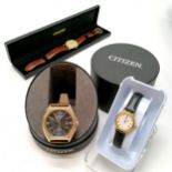 Gents Citizen Eco-drive wristwatch in 40mm gold plated case. Runs in original box T/W 2 Accurist