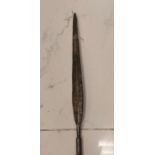 Ethnographic, Native Tribal, African double ended spear with wooden shaft,163.5 cm long. Cond.
