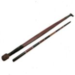 African tribal throwing stick (75cm) t/w sectional tapered wood & aluminium banded stick