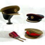 3 x Royal Engineers officers caps t/w stable belt - all have some wear