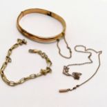 Qty of scrap gold jewellery inc bangle, bracelet & broken neckchain - 12.7g