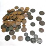 Collection / lot of mostly 1d & halfpenny coins inc George III & IV, QV, cartwheels etc