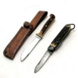 Davenport & Co antique folding lock knife - 19.5cm long extended t/w Puma hunters pal sheath knife