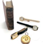 Antique pocket watch (4cm diameter & a/f) etc