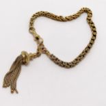 Unmarked antique gold bracelet with tassel detail converted from albertine - 21cm long & 15g