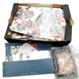 Box of mostly loose stamps (1000's) + the odd postcard / cover etc - 2.4kgs total weight