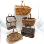 5 items of basket ware incl. wall hanging magazine rack.