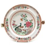 19th century or earlier Chinese famille rose plate warmer - 24cm diameter ~ has small losses to