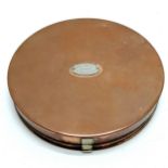 Antique Hardy Brothers Ltd circular copper lidded fishing box - 12.5cm diameter