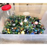 Large qty of 1000's of marbles inc antique & pokemon - total weight inc jar approx 26kg!!