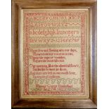 1823 framed sampler by Eleanor Curry, Sunderland - frame 41cm x 52cm & in overall good condition