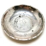 Silver dish with Hong Kong makers mark and bamboo edging inset with 1899 Great Britain 1 dollar