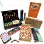 Remy Martin wooden Connect Four game, GWR puzzle and another, Greyhound dominoes kaleidoscope etc.