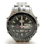 Accurist stainless steel quartz Skymaster chronograph watch (44mm case) - running but WE CANNOT