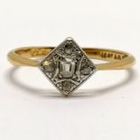 Antique 18ct marked gold & platinum diamond 5 stone ring - size P½ & 2.1g total weight