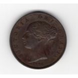 1856 Queen Victoria halfpenny coin