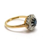 18ct marked gold & platinum sapphire & diamond cluster ring by A& Co (Asprey?) - size M½ & 3.7g -