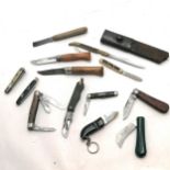 Collection of 13 x folding pocket knives inc Wilkinsons sword, Icel (21cm opened), J M Jorge,