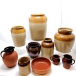 Large Price of Bristol no.3 stoneware jar, 5 smaller stoneware jars T/W 4 terracotta items. All in