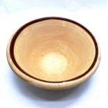 Antique terracotta yellow glazed dairy bowl - 32cm diameter & no obvious damage (slight wear to