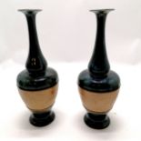 Pair of Royal Doulton high fired slaters stoneware vases - 31cm high ~ 1 has slight chip to rim of