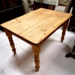 Vintage pine kitchen table with detachable legs. 122cm long x 87cm wide x 78cm high in good used