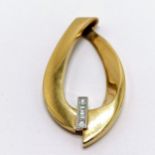 Naughton 14ct marked gold & platinum pendant set with 4 x princess cut diamonds - 4.2cm drop & 10.9g