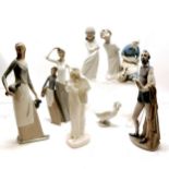 Nao Thespian figure 37cm high, lady carrying 2 jugs, goose and 2 girl figures, A/F T/W Royal