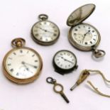 3 x antique pocket watches - Thomas Russell hunter with silver case (45mm), open faced silver dial