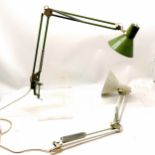 2 x retro anglepoise type lamps ~ green lamp (by multidan) with clamp (extended height approx