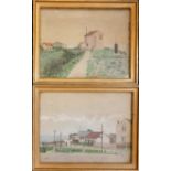 2 x signed watercolours of Newfoundland (?) signed WGA - frame 33.5cm x 26.5cm