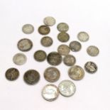 Collection of 3d coins (13 inc 3 half silver), 7 x 4d (inc 2 x George IV & 4 x QV) + 2 x QV maundy