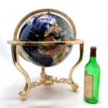 Large inlaid stone globe on stand complete with compass to base - 50cm high ~ slight pitting to