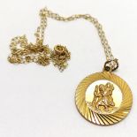 9ct hallmarked gold St Christopher pendant on 9ct marked 46cm chain - 4g - SOLD ON BEHALF OF THE NEW