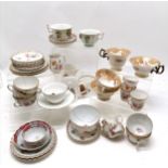 Qty of mostly antique teaware inc Dresden, New Hall etc - all a/f inc 2 cups with interesting