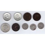 9 x coins (inc silver) 2 x 1966 Ireland, 1916 British West Africa, 1966(67) Spain, 1928 Jamaica,