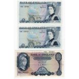 3 x £5 GB banknotes ~ 1961-63 O'Brien Britannia & 2 x 1971-73 Page (A38)