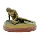 Antique solid bronze study of a nude dying Gaul / gladiator detached from a marble base (17cm across