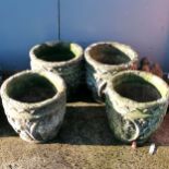 4 large circular planters with good patina. 40cm diameter x 38cm high. all in good used condition.