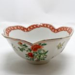 Oriental made in Hong Kong for Liberty lotus flower shaped bowl hand decorated with butterflies -